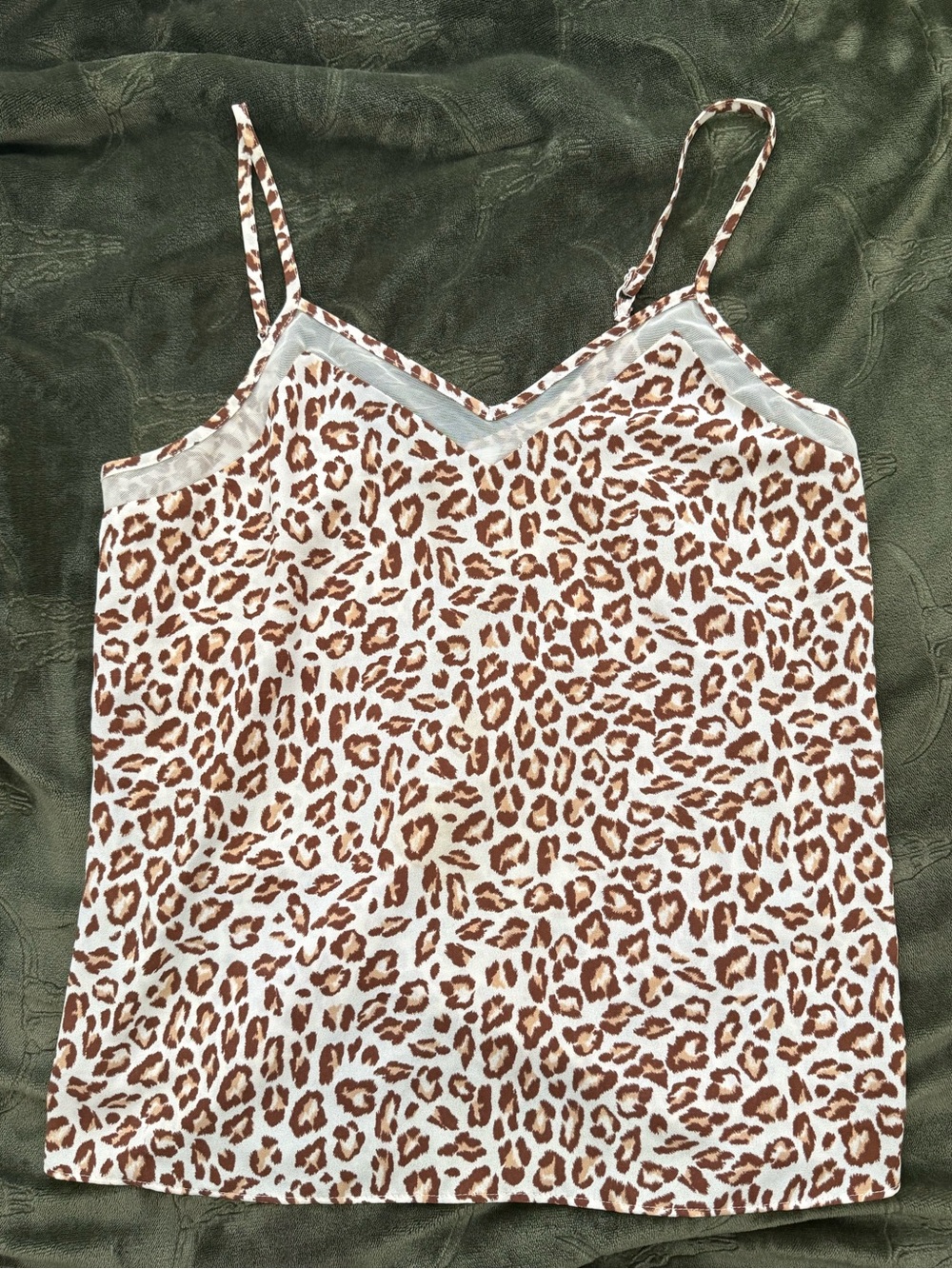 Vera Wang Leopard Print Silk Cami - Brown & White